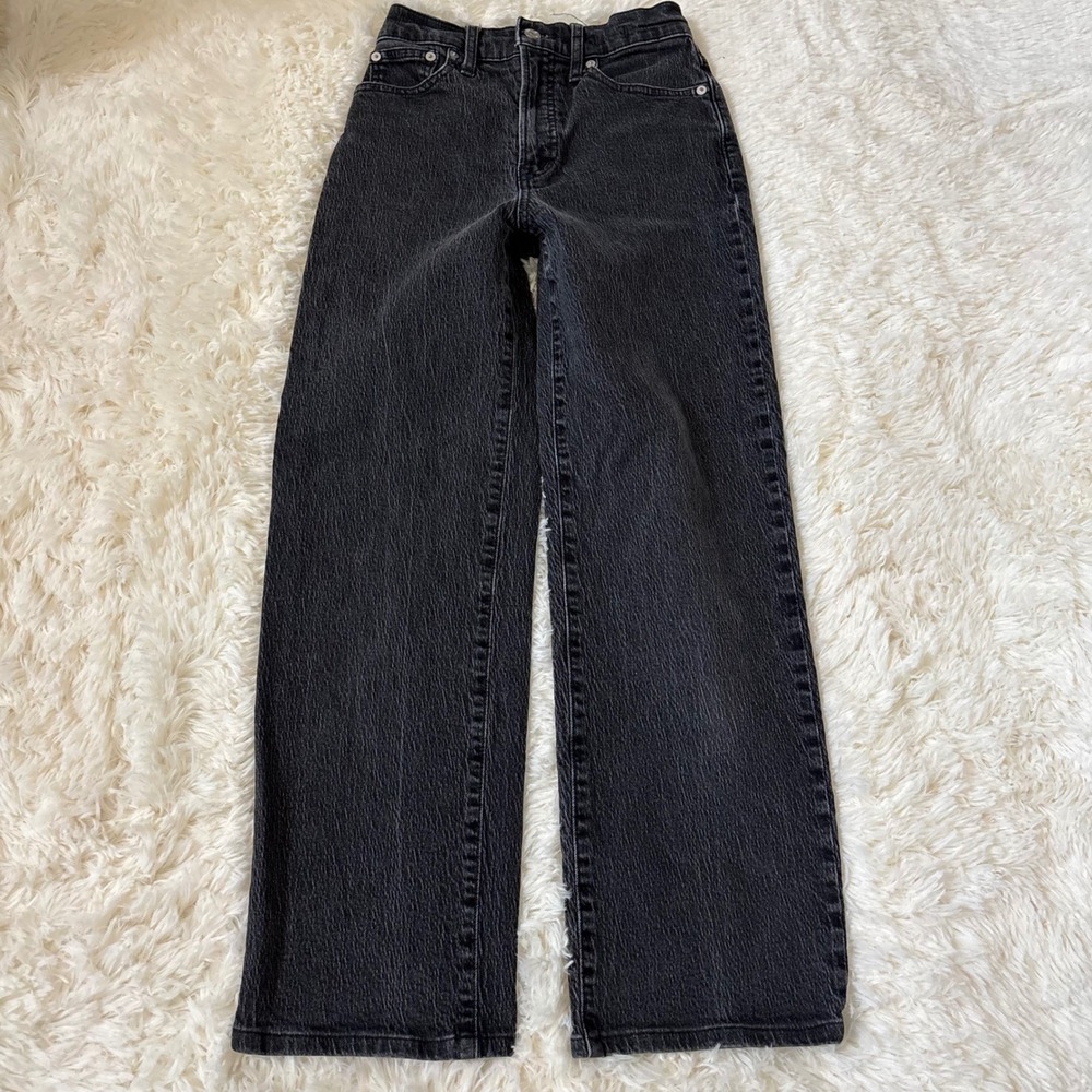 Madewell The Perfect Vintage Wide-Leg Jean Washed Black Denim Size 25